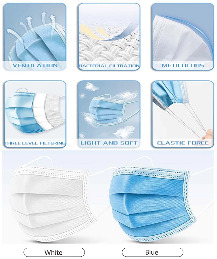 Three-Layer Blue Disposable, Melt-Blown Cloth Protective, Labor Protection, Non-Woven Masks