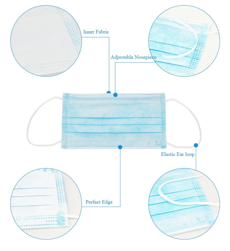 Medical Doctor Surgeon Surgical Hospital Protective Safety Exam Mouth Dental Nonwoven 3ply En14683 Paper Kids Disposable Surgical Face Mask with Earloop